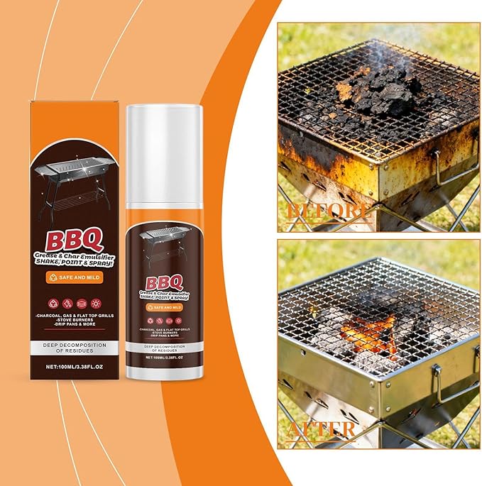 Grill Cleaner - Powerful 100ml Degreaser for BBQ Grates & Racks, Lightweight Kitchen Cleaning Tool, Easy Spray Design, Premium Grease for Iron Plate Baking Tray Dish Counter Pot Pan Outdoor