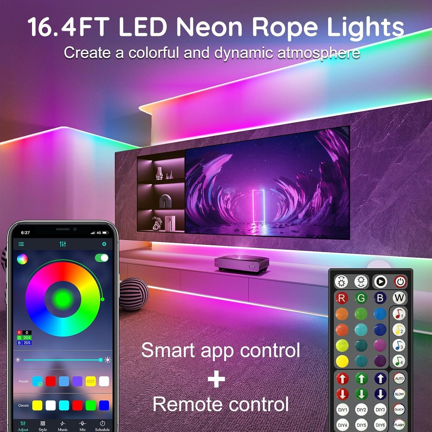 RCUICA 500FT Permanent Outdoor Lights Waterproof with Smart App Control Remote,DIY Scene Modes,Music Sync hronization,Eaves Lights for Garden Decor,Deck,Christmas (100FT)