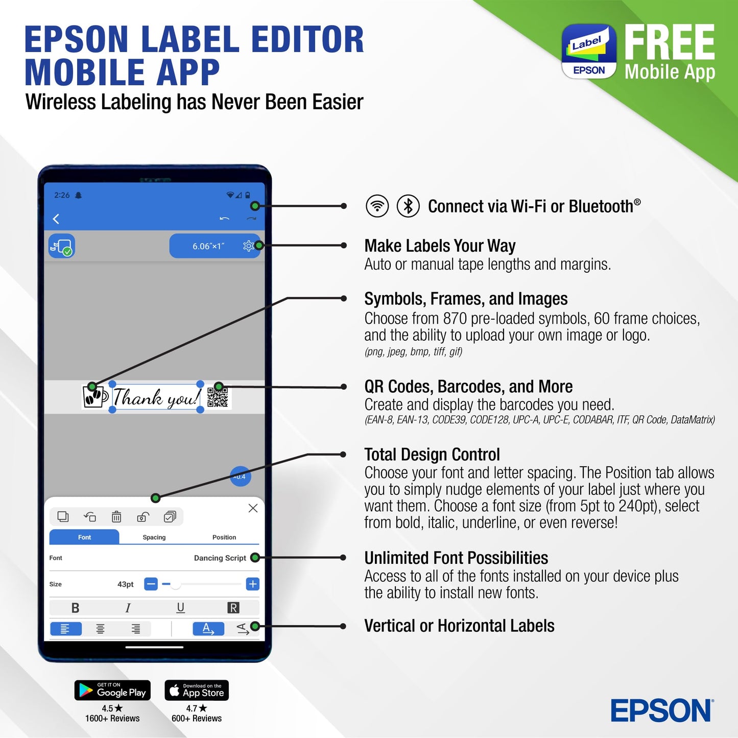LABELWORKS Epson LW-Z5000PX Industrial Label Maker - Complete Printer Kit with Accessories, PX 147' Bulk Label Rolls, Desktop Printer