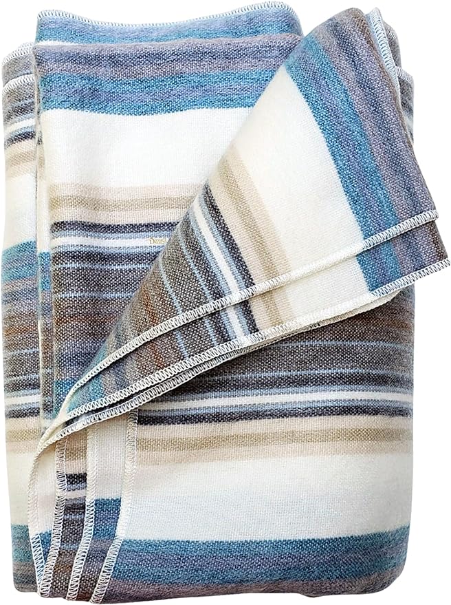 DAVLINA, Alpaca Wool Throw Blanket | Super Soft, Lightweight, Breathable and Hypoallergenic | Non-Itchy or Scratchy (Blue ...