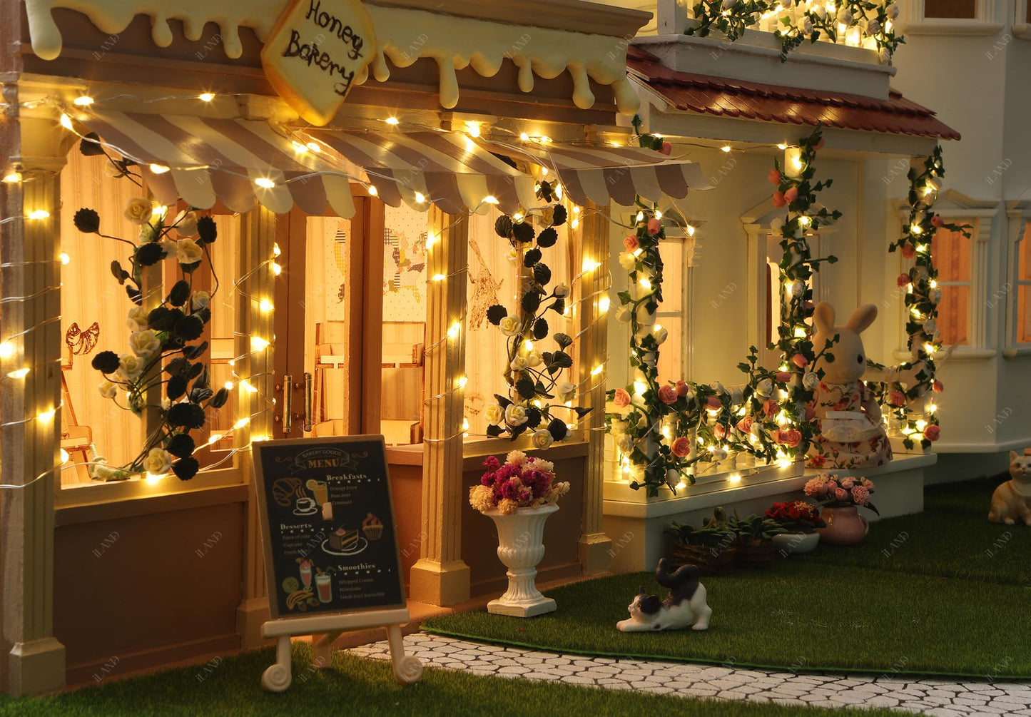 iLAND 1/12 Scale Accessories of Dollhouse Lights, 2pcs Battery Operated Mini Light Strings 5ft with 30 Bulbs for Elf Accessories, Miniature Stores, Dollhouse Christmas Decoration