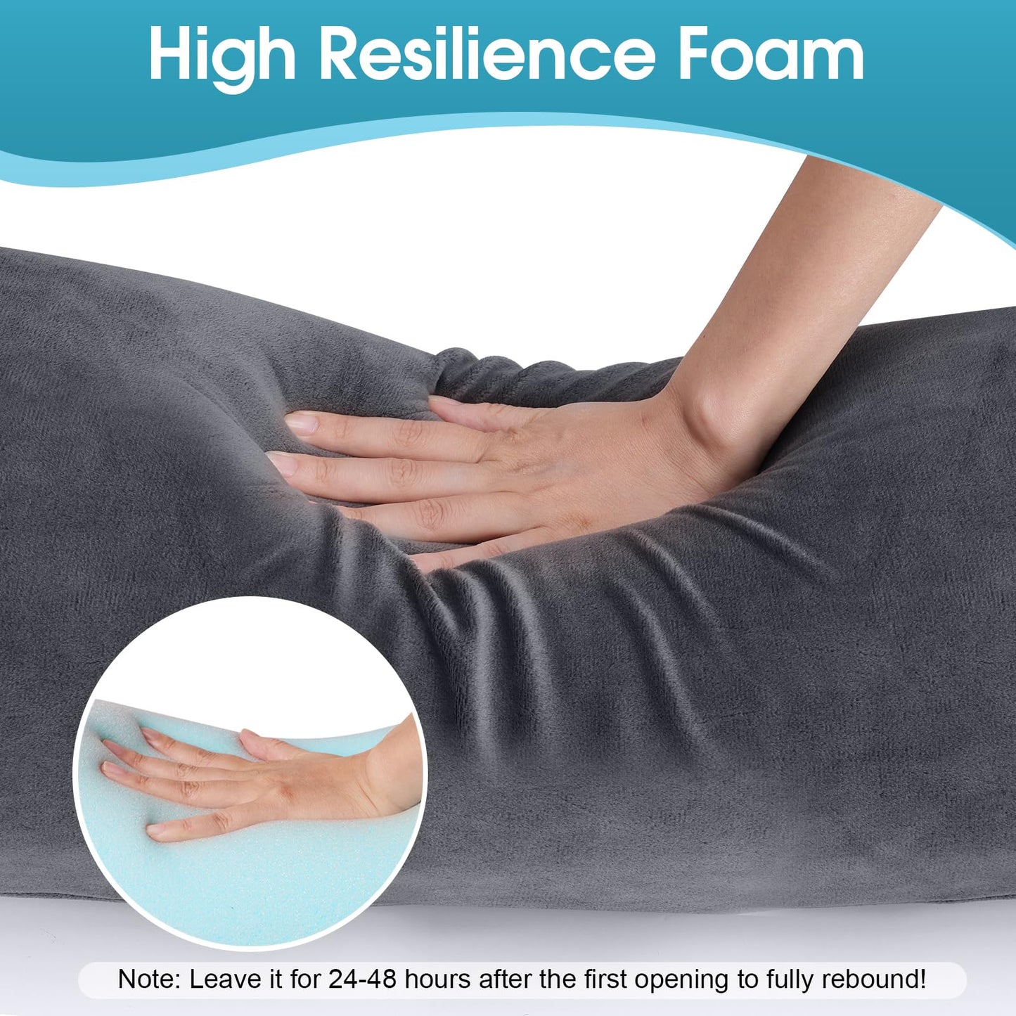 SereneCloud Memory Foam Body Pillow, Long Pillow for Bed, Big Full Body Pillows for Adults, Multifunctional Bolster Pillow with Removable & Washable Velvet Cover, Cylindrical Side Pillow (35.43"*7.9")