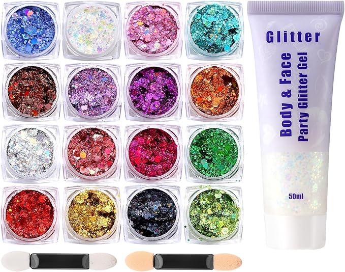 WSYUB Body Glitter, Face Glitter, Makeup Festival Mermaid Glitters, Sparkly Chunky Hair Glitter