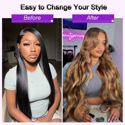 Vallbest Ombre Human Hair Bundles 14 16 18 Inch Highlight Bundles Human Hair 4/27 Blonde Body Wave Brown 12A 100% Unprocessed Brazilian Virgin Remy Weave Raw Human Hair Extensions