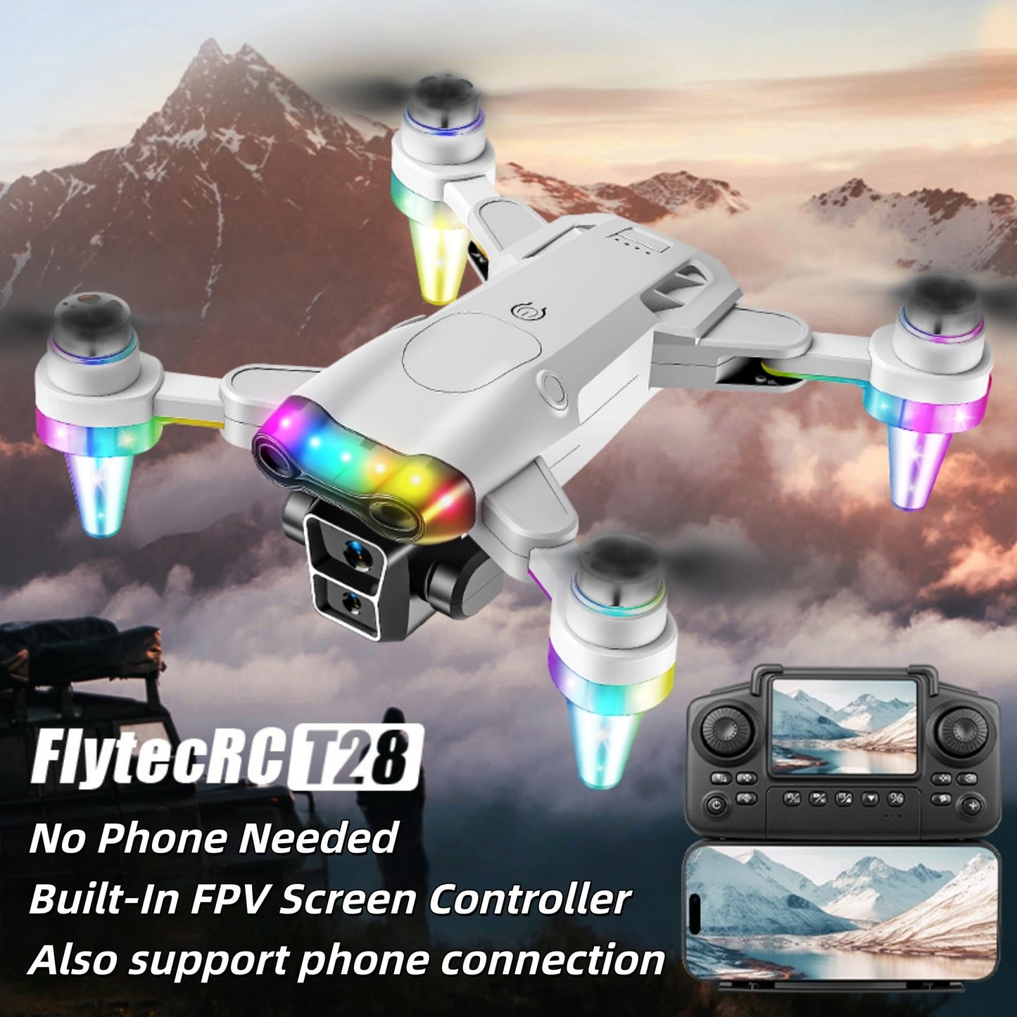 Drones for kids 8-12 with camera – Drone with camera for kids & Beginners, Mini kids drone with Fancy LED Lights, 2.4" Built-In FPV Screen, Dual Batteries, Indoor & Outdoor Toy Gift