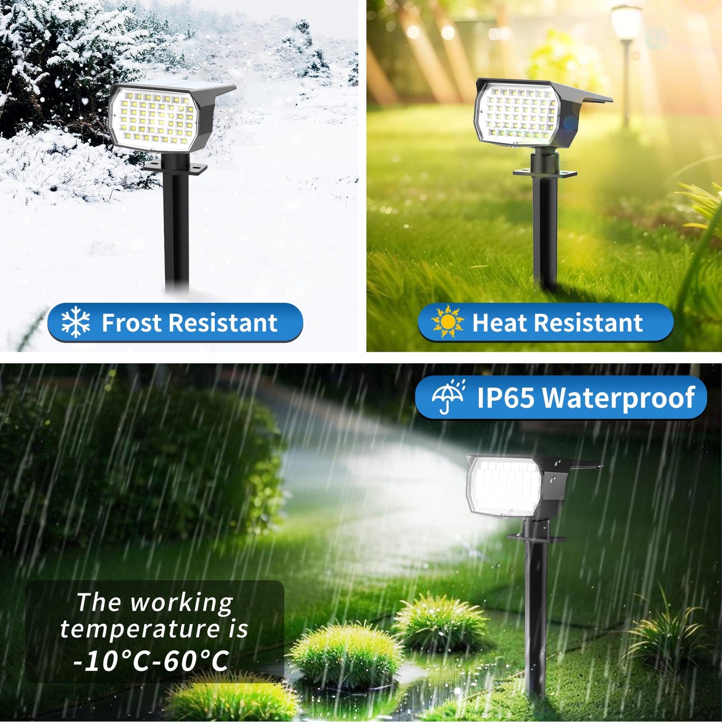 Tadyreal Solar Spot Lights Outdoor 6 Pack, [46 LED/3 Modes] Solar Landscape Spotlights Waterproof, 2-in-1 Auto On/Off Solar Powered Lights for Outside Yard Garden Wall Pathway(Cool White)