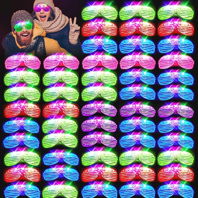 SHQDD 75PCS LED Glasses, Light Up Glasses, 5 Colors party glasses with 3 Light Modes, Glow in The Dark Party Supplies, Neo...