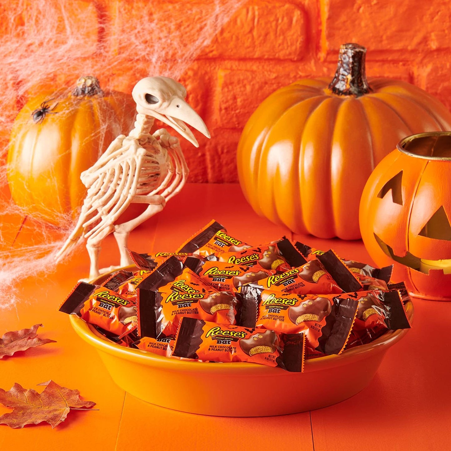 REESE'S Milk Chocolate Peanut Butter Snack Size Bats Candy, Halloween, 10.2 oz Bag