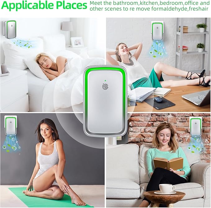 Plug in Ionic Air Purifier: 6 Pack Air Ionizers for Home - Silent Filterless - Negative Ion Air Purifier Freshener for Bedroom Office Bathroom Basement for Pet Odors,Dust,Smoke,Air Cleaner(Silver)