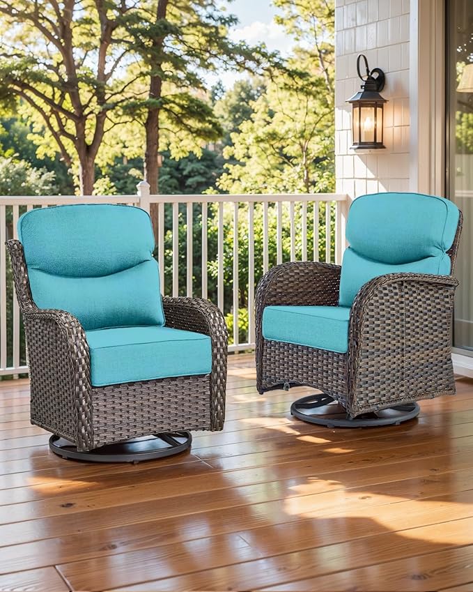 ACTREST Luxury 22x24/22x25 6-Inch Smile Outdoor Sofa Cushions Set of 3 - Comfy Deep Seat Patio Furniture Cushion for Wicker Dining Chair Loveseat 3-Seater L-Shape Sectional Sofa - Turquoise