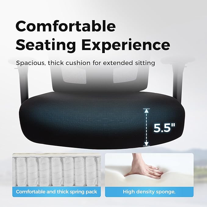 MAISON ARTS Ergonomic Mesh Office Chair Set of 4, Mid-Back Computer Desk Chairs with Lumbar Support, 500 lbs Capacity Swivel Chair with 3D Adjustable Arms, Wide Comfy Seat and Wheels