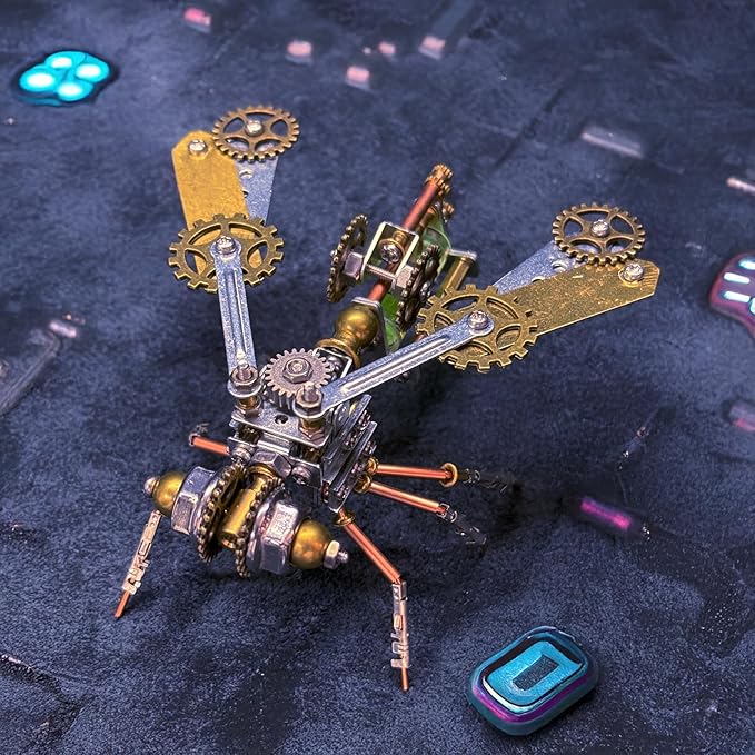 Mechanical Bee Model Metal Insect Bug Sculpture Steampunk, 3D Puzzle Making Kit,Hobby Kit Fun Crafts,Cool for Birthday(Mechanical Bee B)