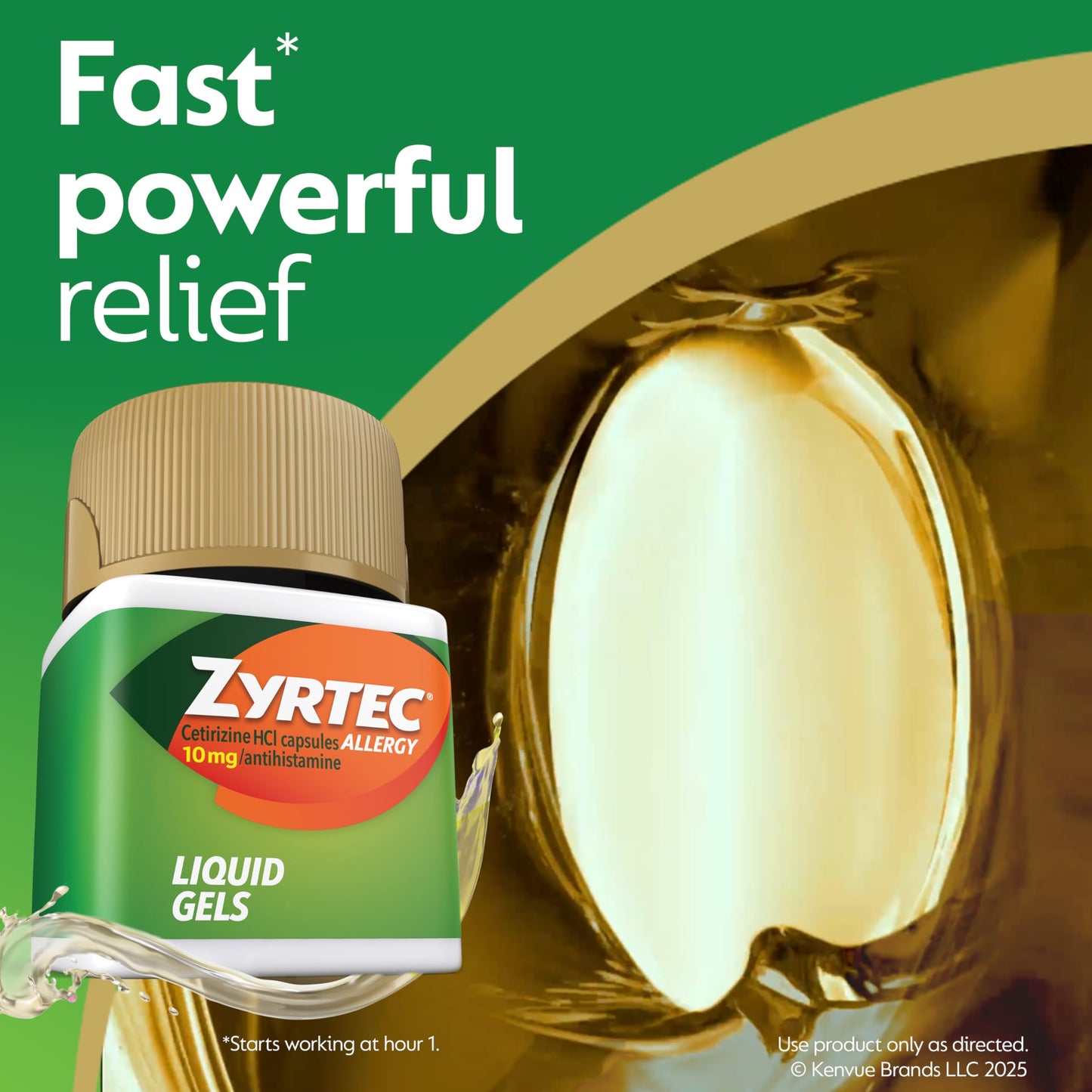 Zyrtec 24 HR Indoor & Outdoor Allergy Liquid Gels Capsules, Cetirizine HCI Antihistamine, 40 ct
