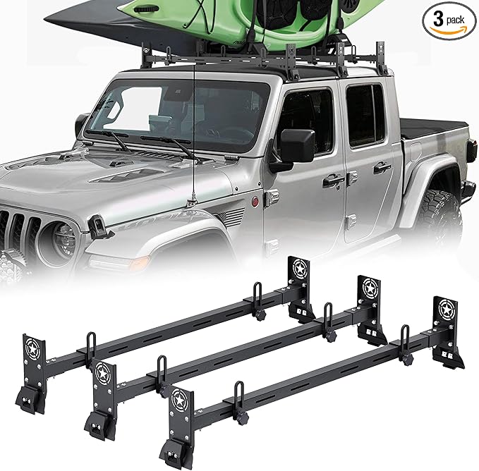 Heavy Duty Roof Rack Cross Bars Compatible with Jeep Wrangler JK JL Gladiator JT 2007-2024（2/4 Door Hard Top Cargo Bag Kay...