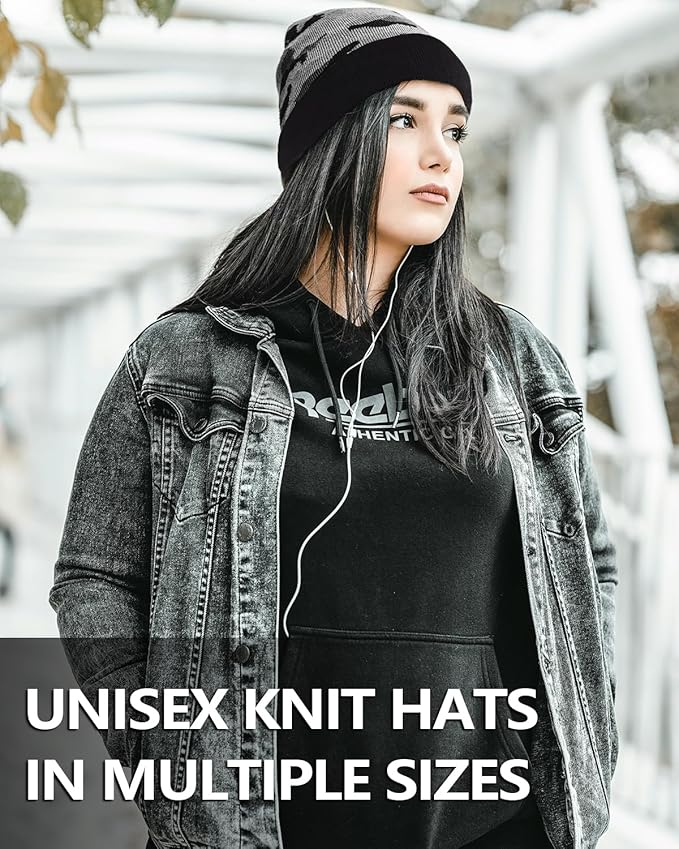 Zylioo Oversize Beanie Hats, XXL Big Size Ribbed Knit Cuffed Winter Hat for Cold Weather, Warm Skull Watch Cap