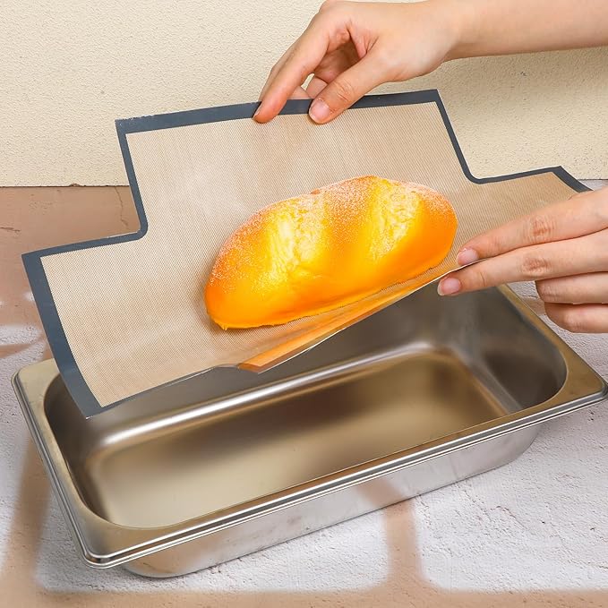 2Pcs 9x5" Baking Loaf Pan Liners Silicone Bread Loaf Pan Liner for Baking Reusable Bread Pans Liner Nonstick Silicone Breads Mat Sling