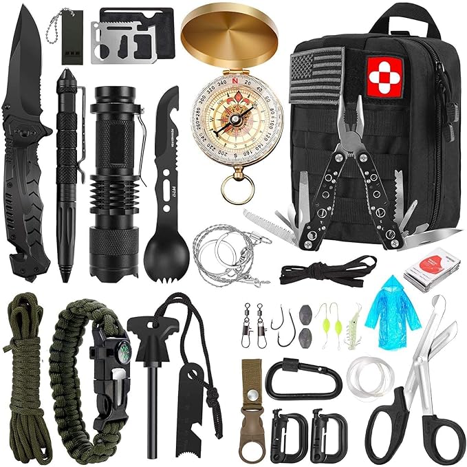 Survival Kit, 32 in 1 Professional Emergency Survival Gear Equipment Tools First Aid Supplies with Molle Pouch Gifts Ideas...