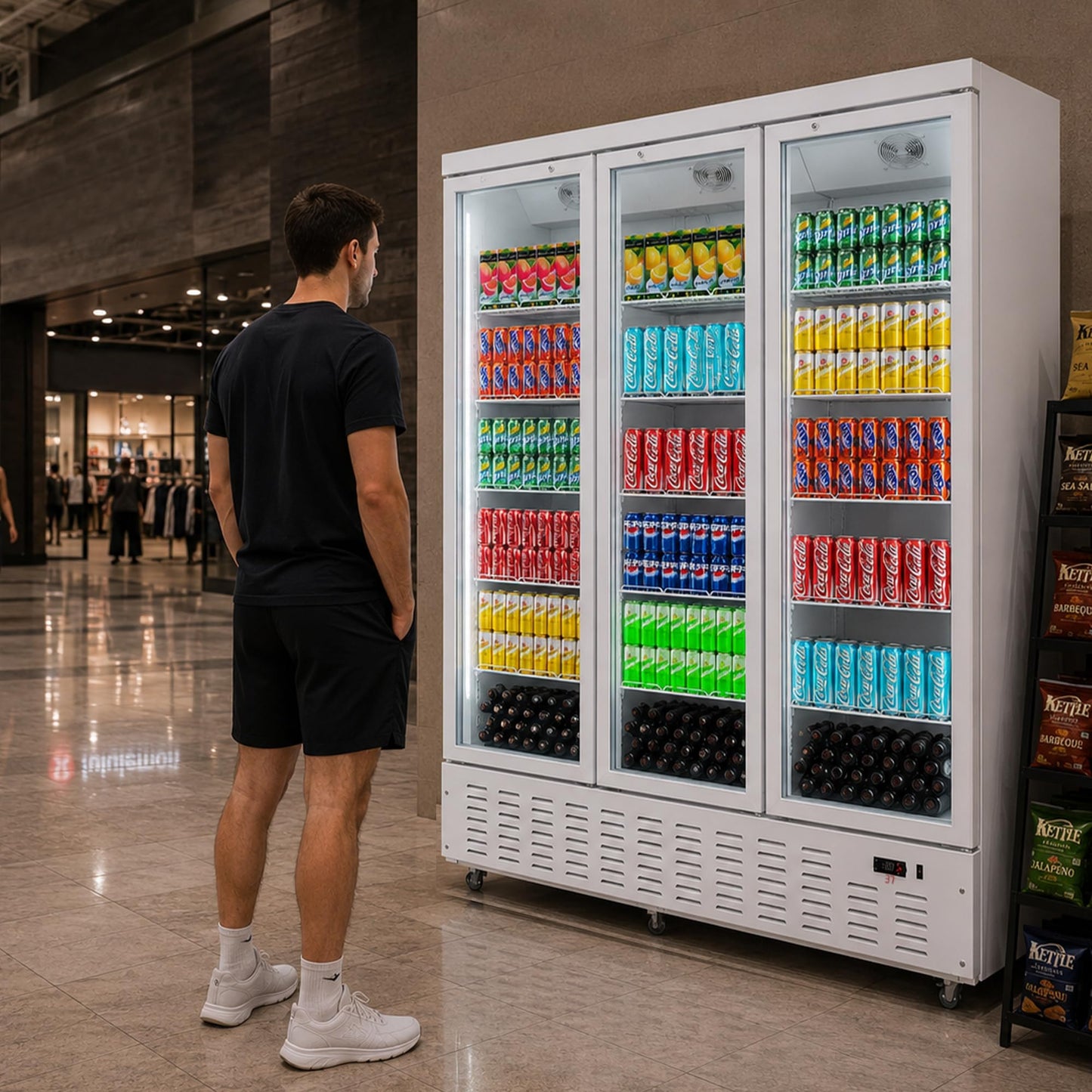 Frostvale 50 Cu.Ft Commercial Display Refrigerator, White 3 Glass Door Beverage Cooler, ETL Upright Merchandiser Fridge for Drinks, Soda, Beer, Water, Retail Store, Restaurant, Cafe, Office