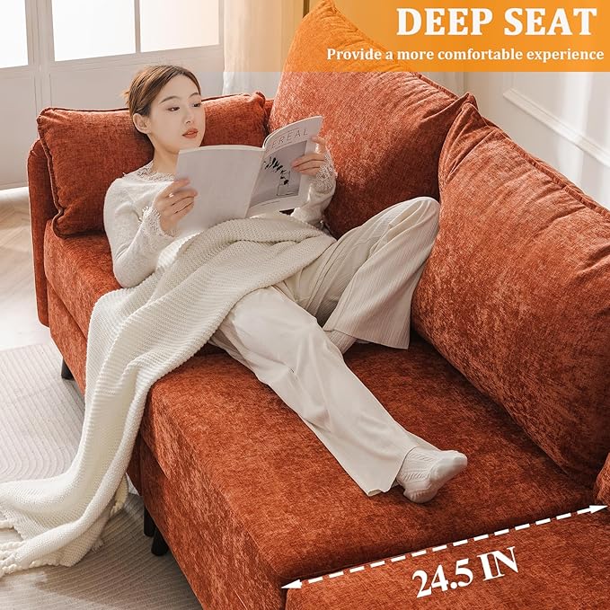 Rexulqo 135'' Modular Sectional Sofa with Storage Seat,Oversized U Shaped Couch with Ottoman,7 Seater Couches for Living Room,Bedroom,Velet,Orange