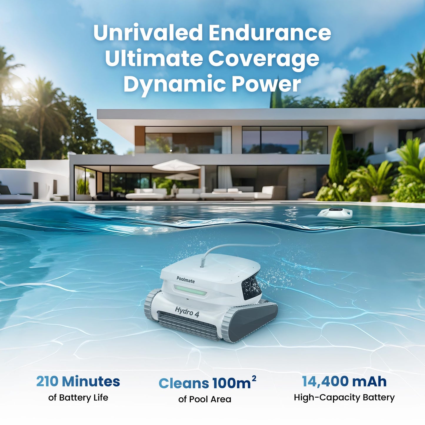 Chasing Hydro 4 Cordless Pool Vacuum for Inground Pools | 210-Min Battery Pool Robot for Floor, Wall & Waterline Cleaning | Smart App Control | 5070 GPH Suction Perfect for Pool Opening Season