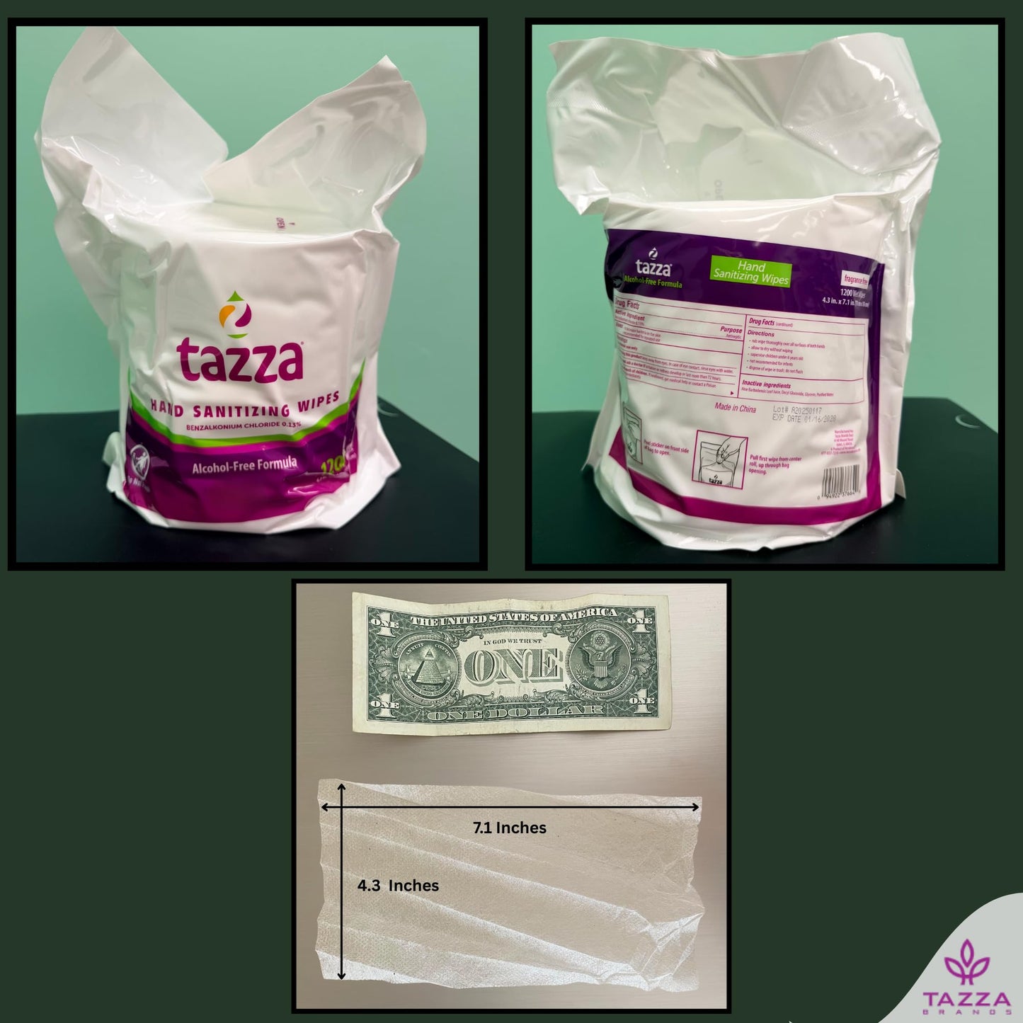 Tazza TAZZAWP1200 Wet Wipes - Bulk 4 x 1200 Ct, Durable Pre-Saturated Cleaning Gym Wipes. 1 penny a wipe!