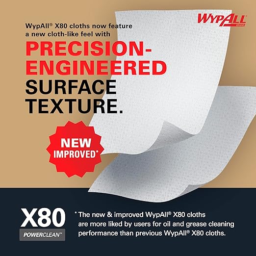 WypAll PowerClean X80 Cloths Heavy Duty Wipes (41041), Brag Box, Extended Use Towels, Blue (1 Pack of 152 Sheets, 152 Sheet Total)