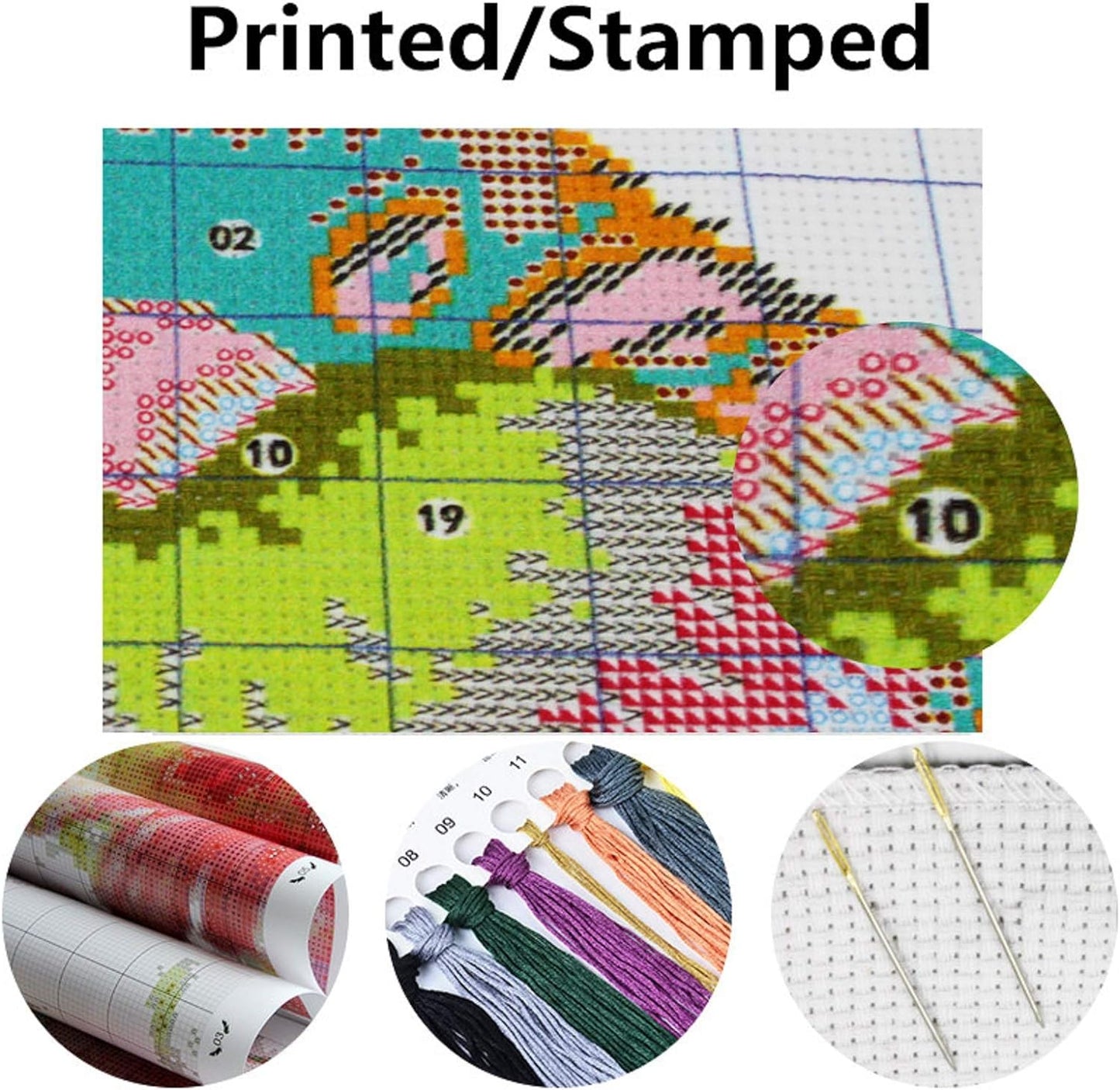 Dimensean Stamped Cross Stitch Kits Full Range of Embroidery Patterns Starter Kits for Beginners Adult or Kids DIY Cross Stitches Needlepoint Kits 11CT-Unicorn Flowers 17.7x17.7 inch