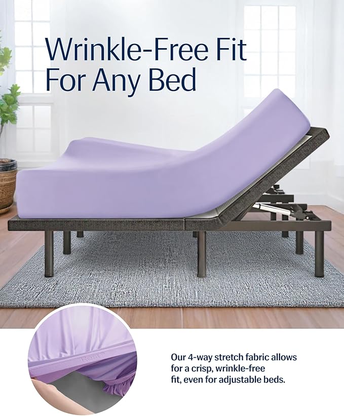 REST® Evercool®+ Fitted Sheet, King, Lavender Breeze, 15" Deep(up to 18’’), Breathable Bedding for Hot Sleeper and Night Sweats, Bed Sheet with Ionic+ Self-Cleaning Silver Yarn for Sensitive Skin