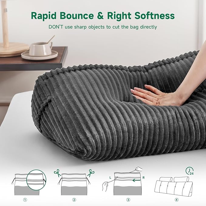 Z-hom Queen Size Wedge Headboard Pillow with 2 Roll Cushions, Large Reading Pillow for Bed Sitting Up, Triangular Backrest Cushion for Headboard, Supportive Pillow for Back Pain Relief, Grey