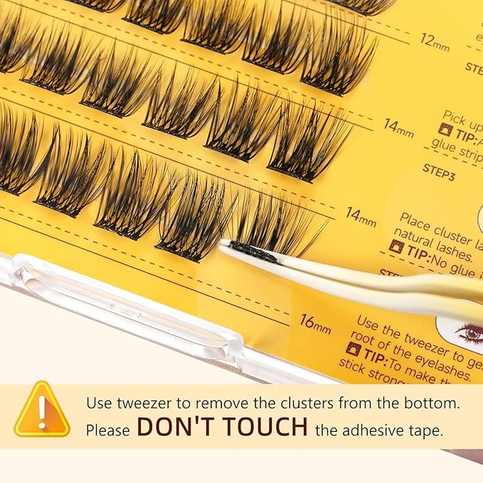 QUEWEL Self Adhesive Eyelashes Natural Look, No Glue Needed Lash Clusters with Eyelash Clusters Tweezer, 32 Pcs Reusable Lashes Self Adhesive for Beginners, DIY Lash Extensions for Home Use(ZN-03)