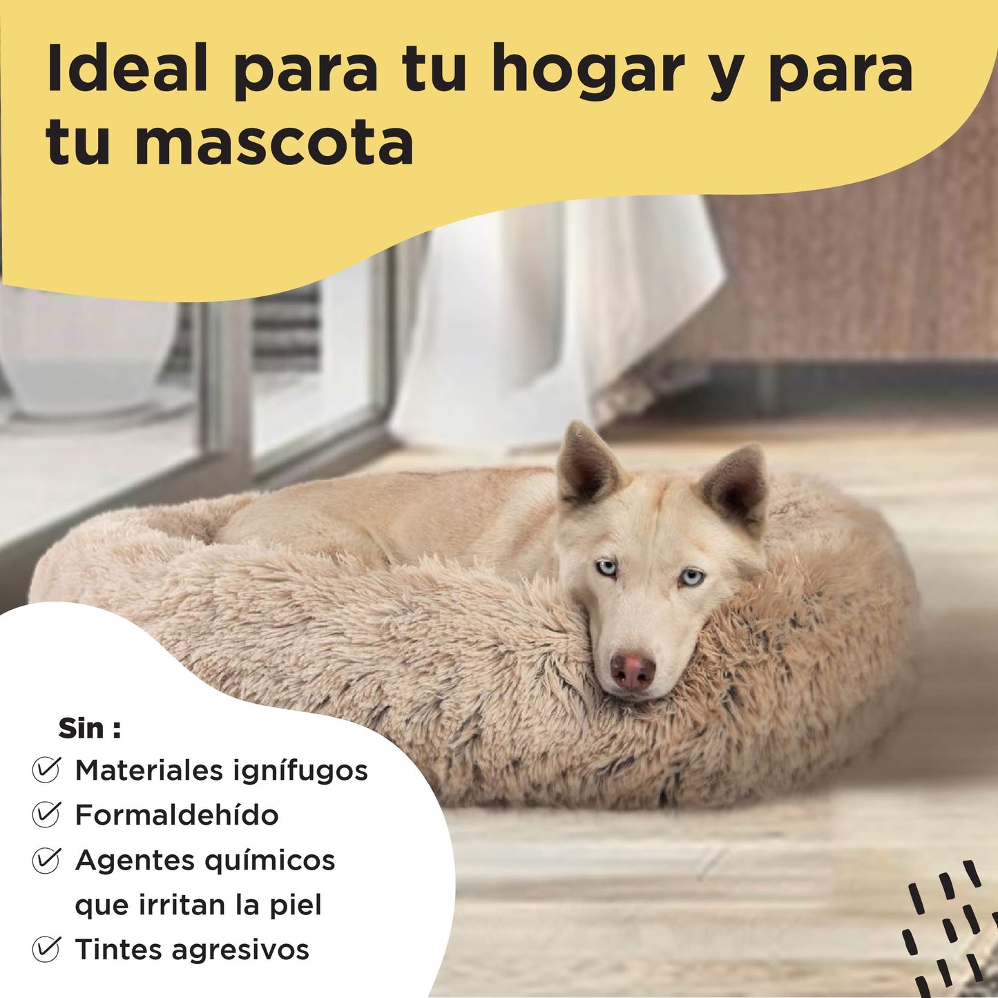 Best Friends by Sheri Original Calming Donut Dog and Cat Bed, Shag Faux Fur, Taupe, Large (36in x 36in) - Helps Provide Anxiety Relief for Pets
