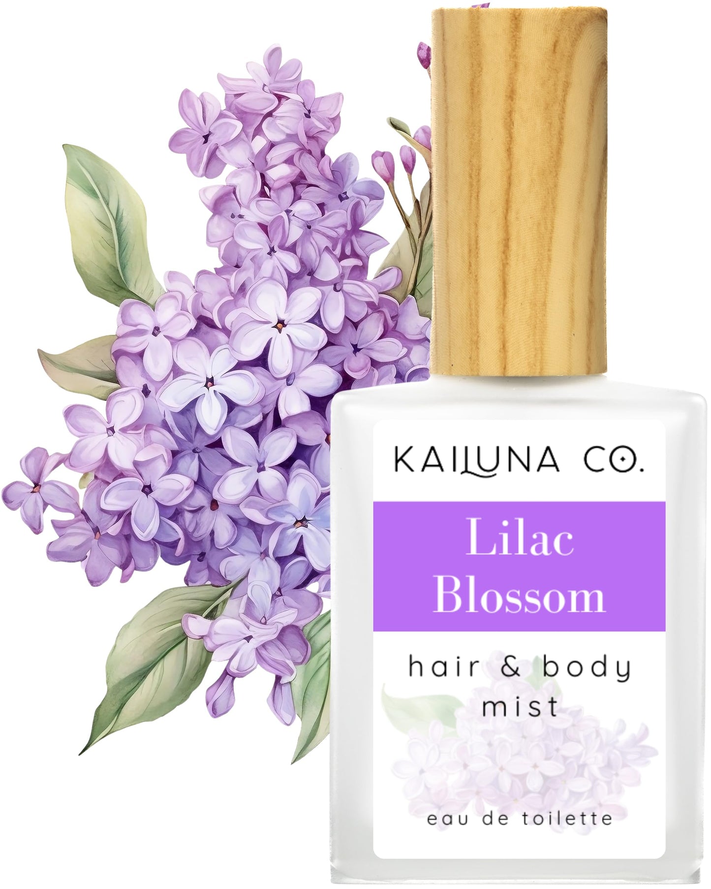 Kailuna Co. Lilac Blossom Natural Hair & Body Mist Spray, Pure Essential and Fragrance Oils, Alcohol-Free, Handmade in California, 0.5Fl Oz