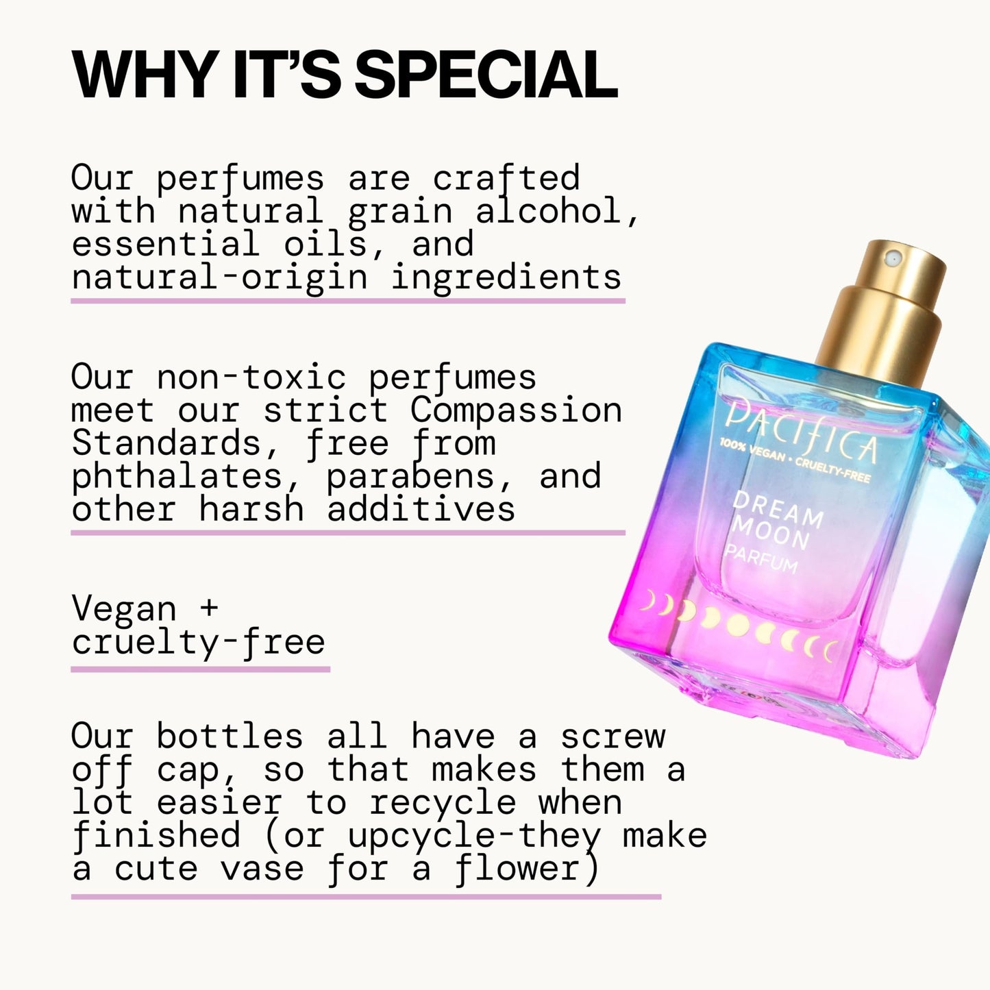 Pacifica Dream Moon Womens Spray Perfume 1 fl oz – Long-Lasting Floral Woody Fragrance for Her - Rose, Patchouli, Sandalwood – 100% Vegan, Cruelty-Free, Phthalate-Free Fragrance