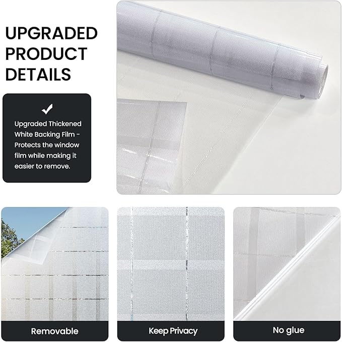 Window Privacy Film, Frosted Glass Decorative Static Cling, Removable Sun Blocking Vinyl Covering,Window Film for Home Kitchen Living Room Bathroom, Star Shield,17.3" x 78.7"