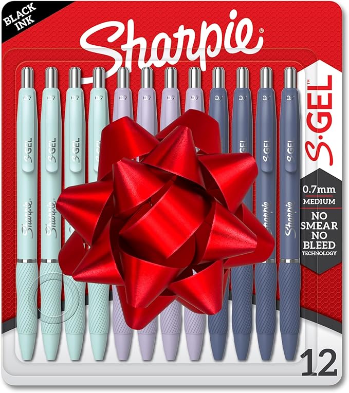 Sharpie S-Gel, Gel Pens, Medium Point (0.7mm), Assorted Fashion Barrels, Black Ink, 12 Count - Office, Teacher, School Sup...