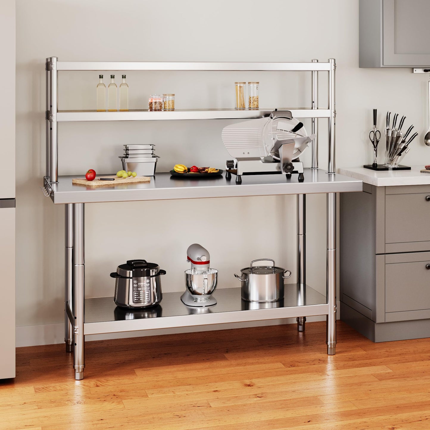 YITAHOME NSF Stainless Steel Table with Overshelves, 42" X 24" Work Table with 42" X 12" Shelf, Metal Table Prep Table for Home Kitchen Restaurant Garage Warehouse