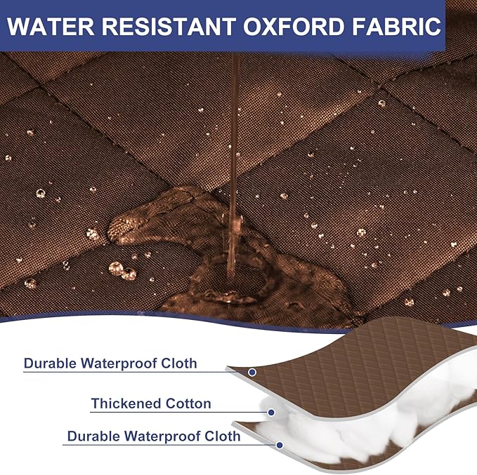 Magnetic Thermal Insulated Door Curtain Fit Door Size 38" x 82", Quilted Oxford Fabric Thicken Cotton Fill, Winter Cover Keep Cold Draft Out, Blanket Insulation for Front Patio Doors Brown