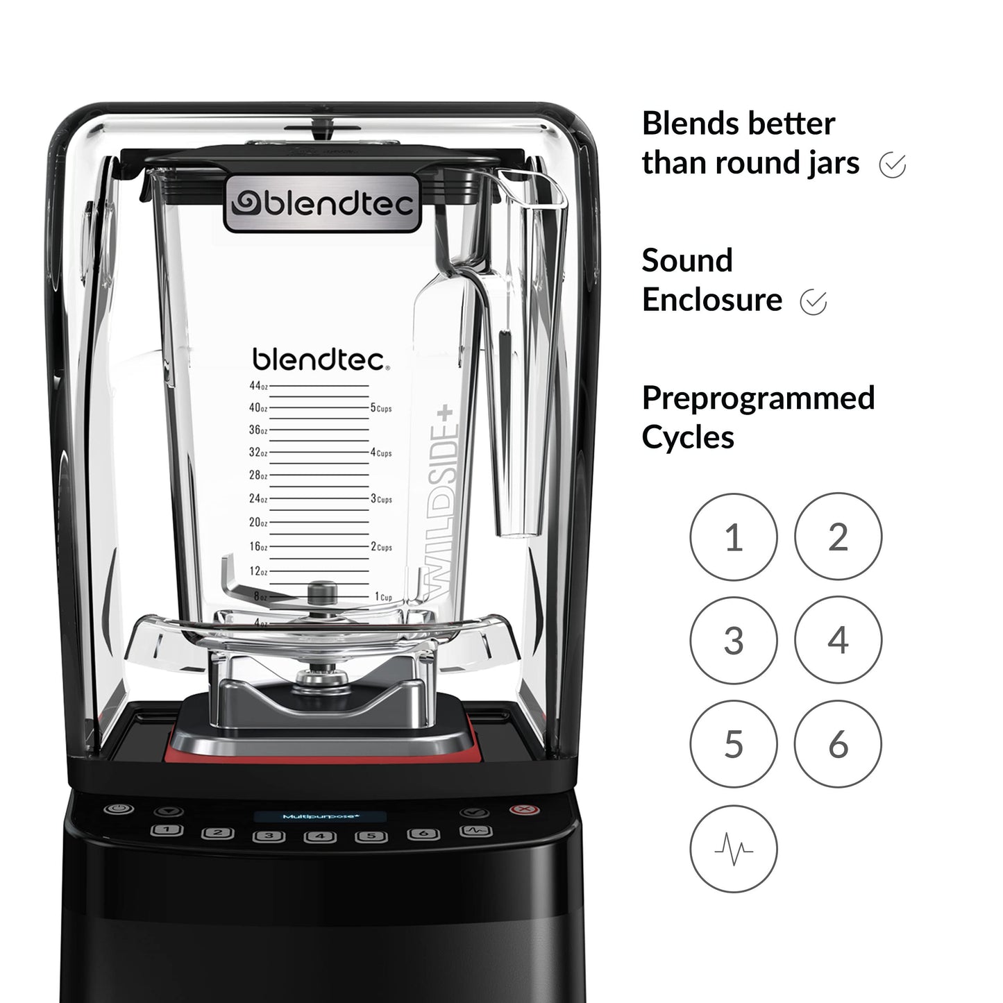 Blendtec Stealth 885 Commercial Blender, WildSide+ Jar, Blendtec Stealth Sound Enclosure, Strongest Commercial-Grade Power, Self-Cleaning, 42 Pre-programmed Cycles, Black