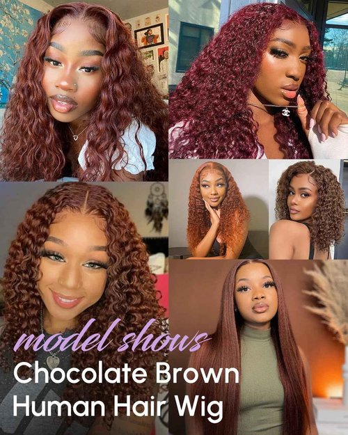18 Incn Deep Wave Brown Lace Front Wig Human Hair 200 Density Deep Wave Hd Lace Front Wigs Curly Wig Human Hair