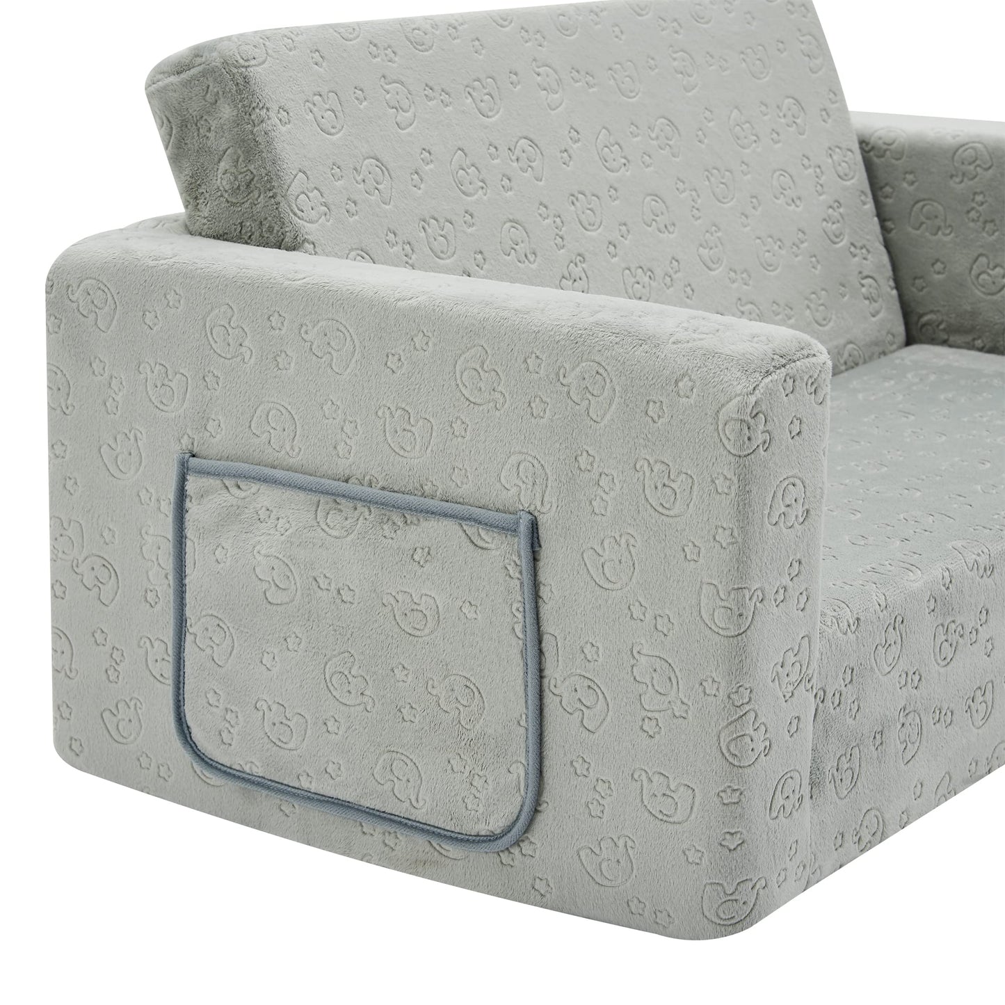Ulax furniture Kids Fold Out Couch 2-in-1 Children Convertible Sofa to Lounger with Soft Plush Fabric