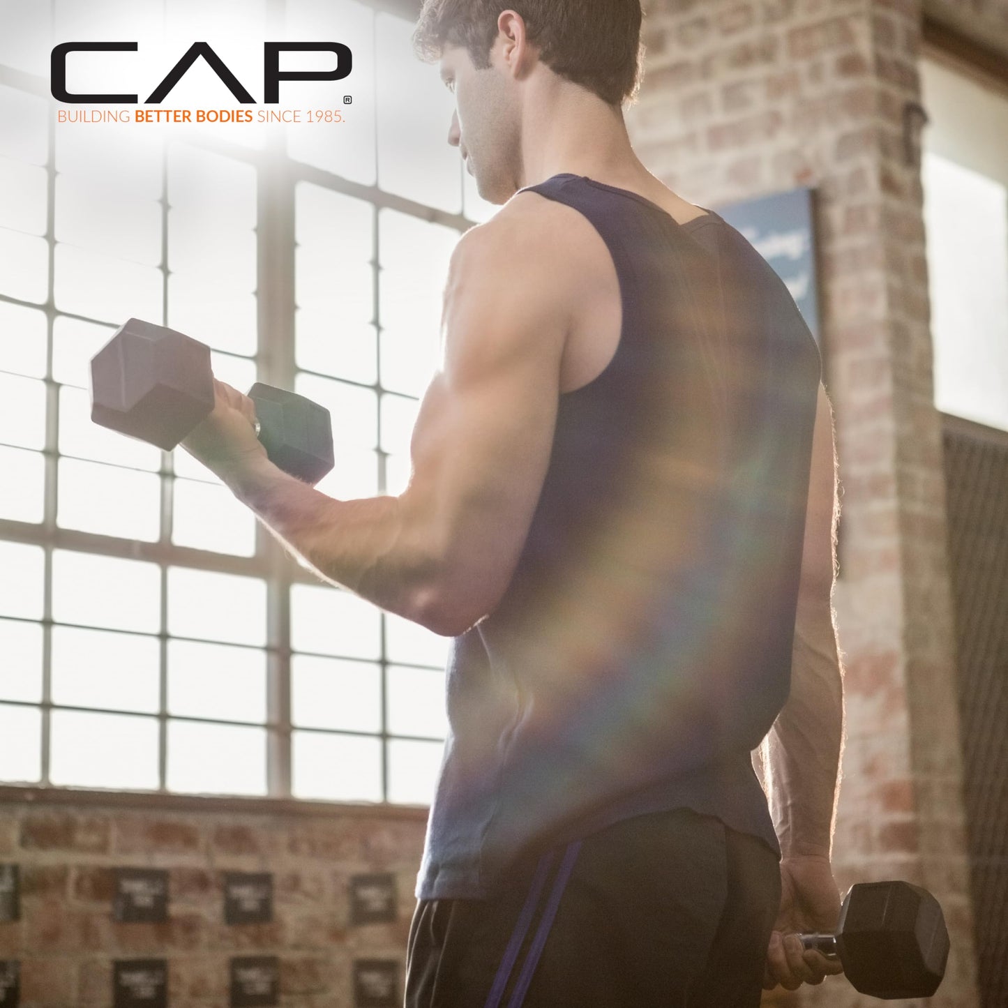 CAP Barbell 10 LB Rubber Coated Hex Dumbbell Hand Weight - Pair | Chrome Handle