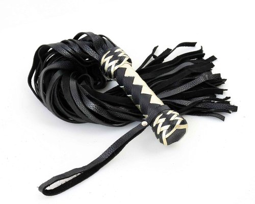 MarquiseDeBliss Genuine Leather Handcrafted Gentle Horse Whip - Thick Equestrian Training and Riding Essential - Riding Tools (27.6 Inches, Black and Gold)