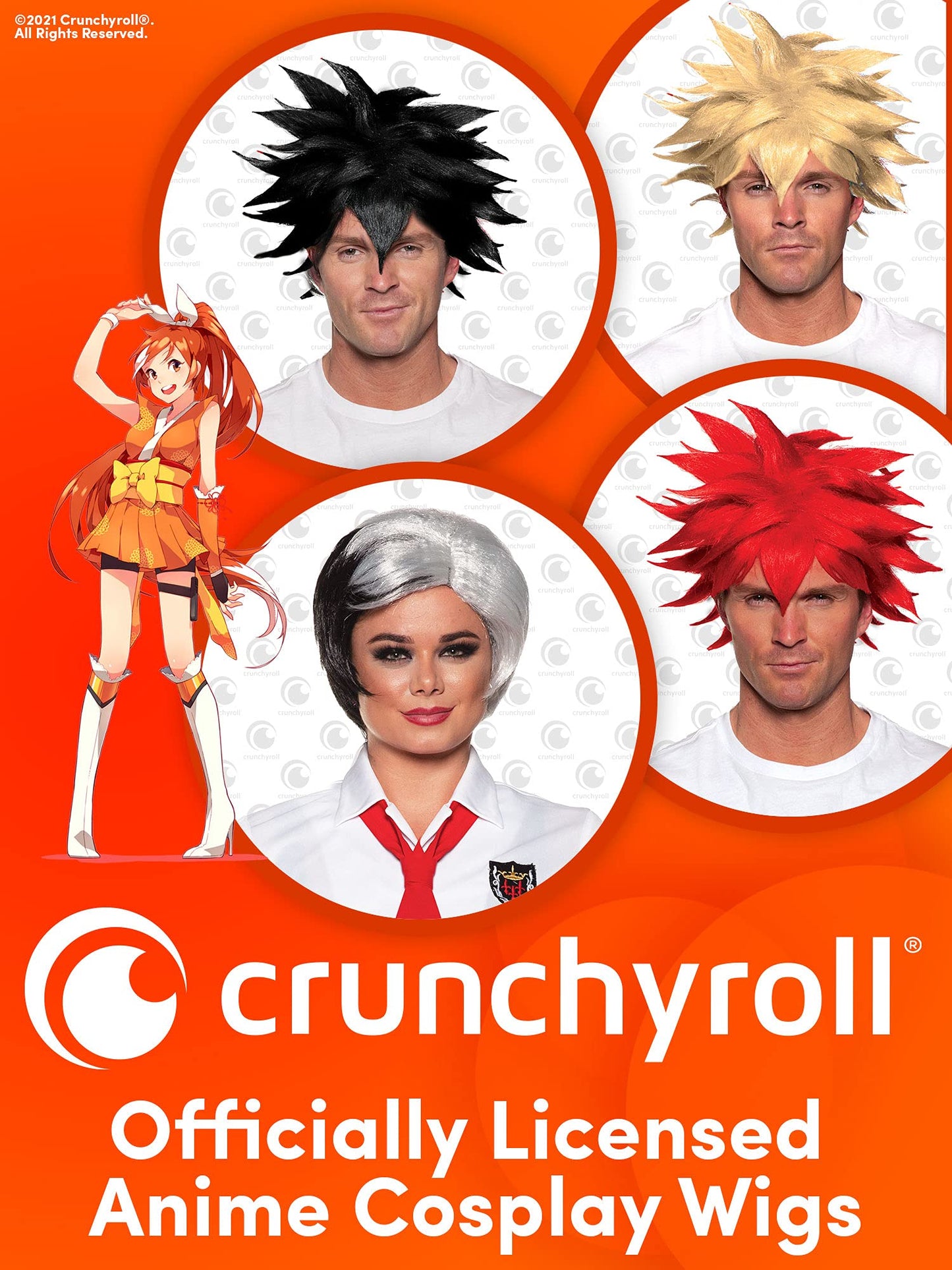 UNDERWRAPS Men's Officially Licensed Crunchyroll Anime White Spiky Wig