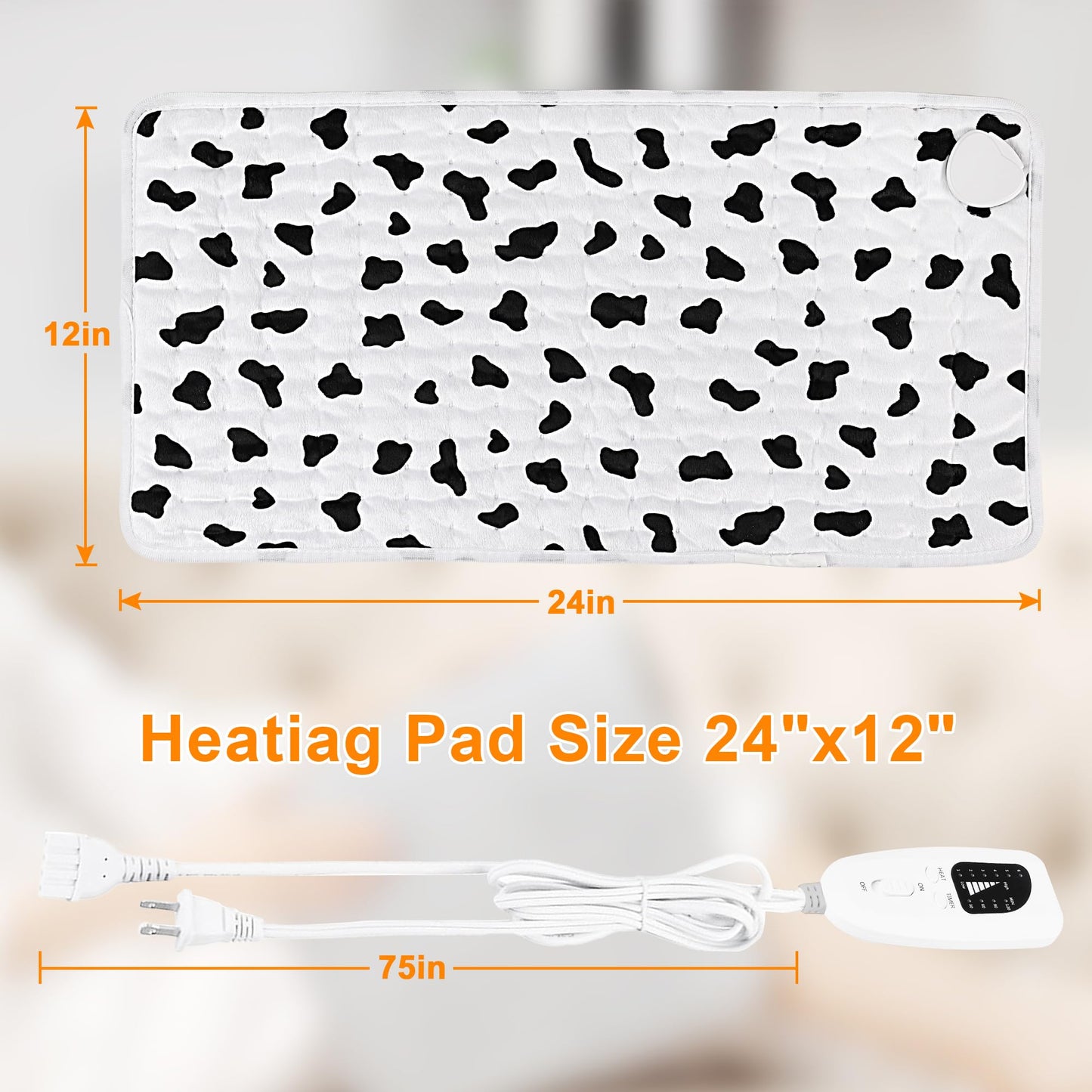 Deepsoon Heating Pad,Electric Heating Pads for Back,Neck,Abdomen,Moist Heating Pad for Shoulder,Knee,Arms,Legs,Dry/Moist Heat & Auto Shut Off,Christmas Gifts for Men and Women,White Black,24x12 Inch