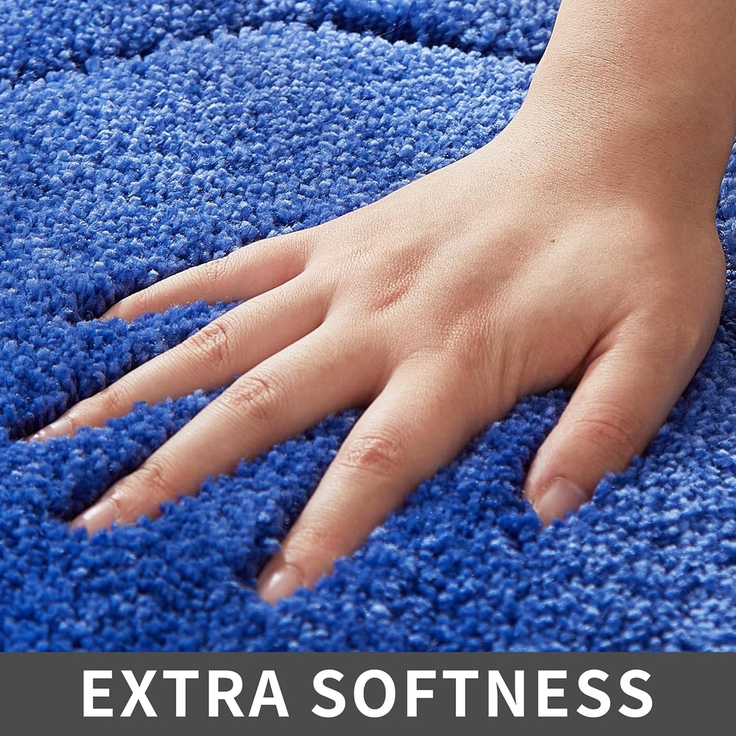 COSY HOMEER Extra Thick Bath Rugs Sets for Bathroom - Anti-Slip Bath Linen Sets Mats Soft 100% Strong Polyester Living Room Bedroom Water Absorbent(Blue,20x32+24x48 -Inches)