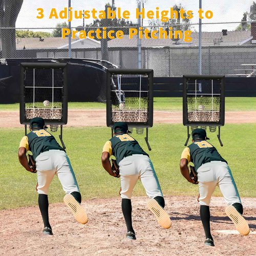 THWTGH Upgraded 9 Hole Pitching Net, Baseball Pitching Target with Strike Zone Pockets, Height Adjustable Softball Baseball Training Equipment for Hitting and Pitching