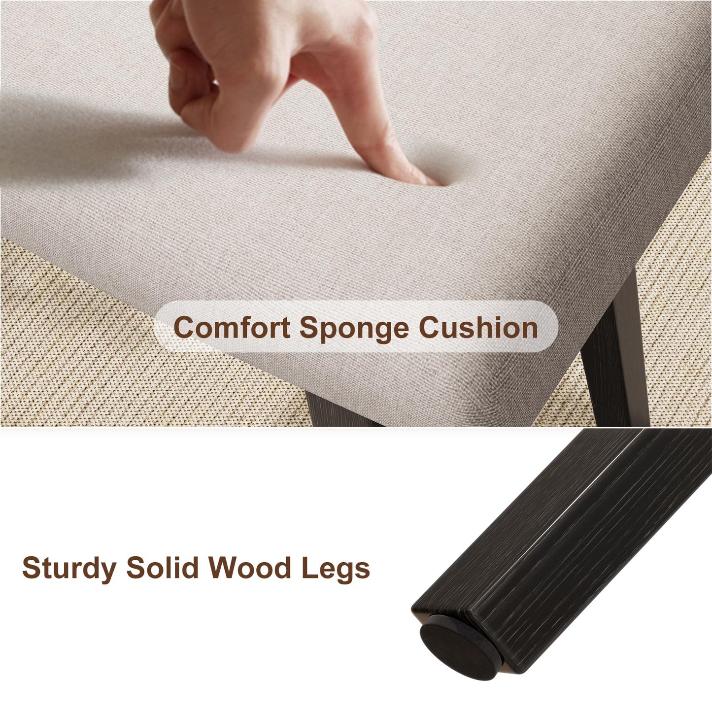 Muwuele Solid Wood Small Vanity Stool with Saddle Cushion, High-Rebound Sponge Seat, Easy Assembly Makeup Chair, Footstool for Bedroom, Entryway, Black