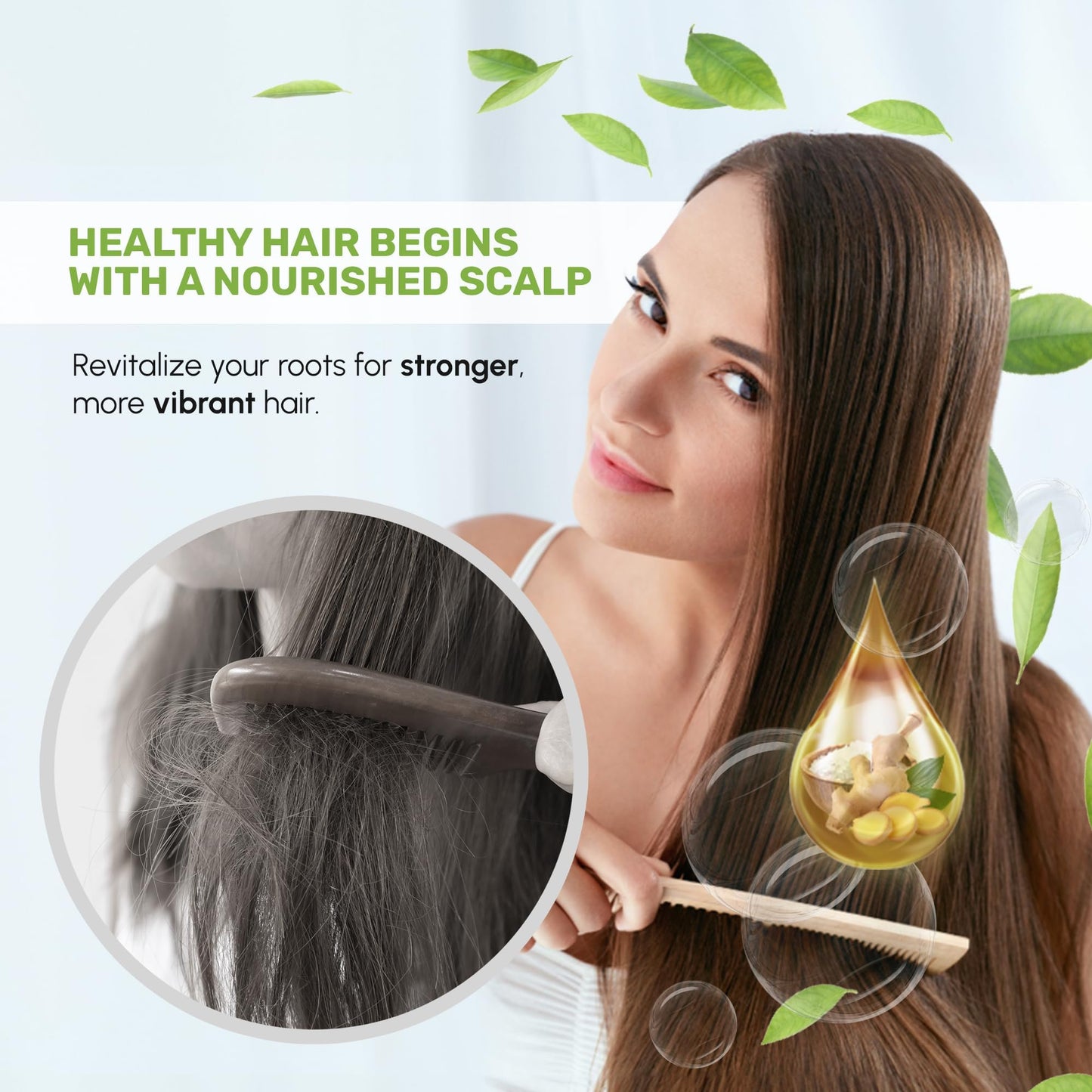 Herbishh Ginger Hair Revitalizing Shampoo Jar with Deep Sea Salt - Anti Dandruff Shampoo for Weak, Brittle Hair & Dry Scalp - Bo