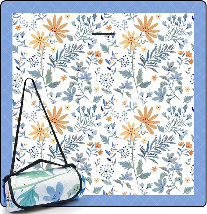 DEWUR Picnic Blankets 79"x79" Extra Large Outdoor Blanket Beach Blanket Waterproof SandProof Picnic Mat Washable Foldable ...