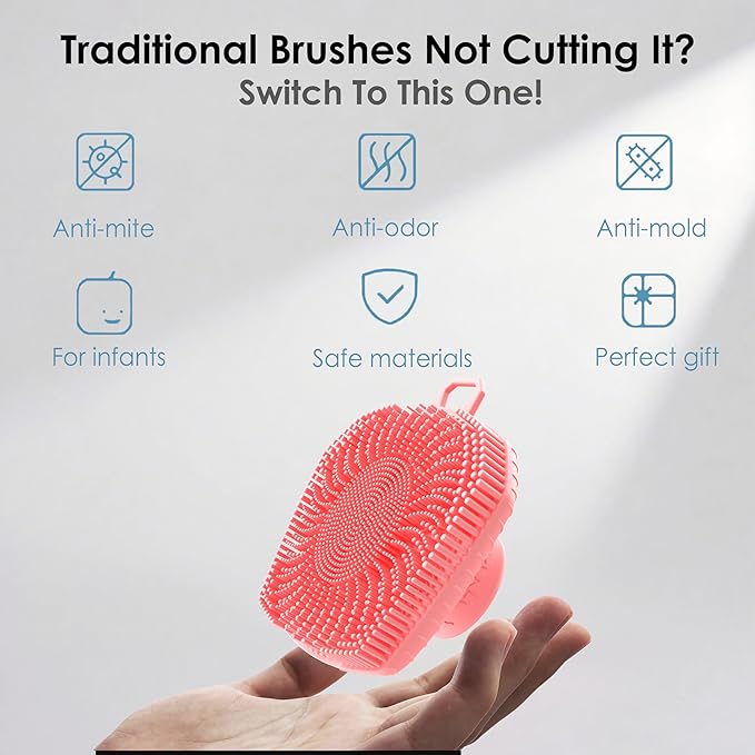 Face Scrubber, Silicone Exfoliating Brush for Men Women, Facial Cleansing Brush, Manual Waterproof Cleansing Skin Care, Blackhead Removing Pore Cleansing Massaging Face Brushes - Pink